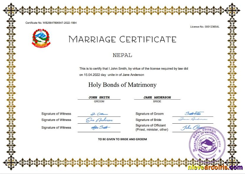 Nepal marriage certificate